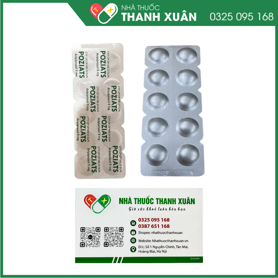 Thuốc Poziats 5mg điều trị tâm thần phân liệt, điều trị rối loạn lưỡng cực cấp tính